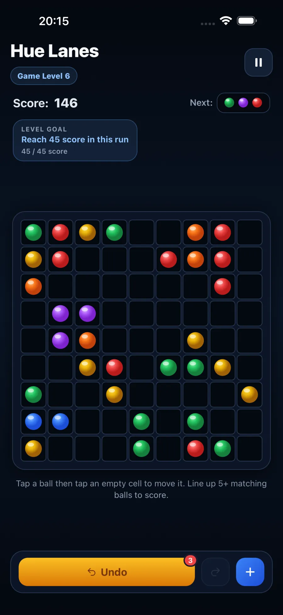 Hue Lanes puzzle board